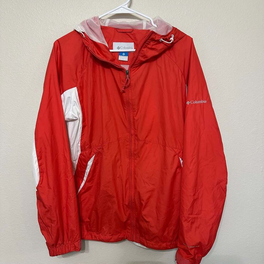 Columbia Omni-Shield Women’s Jacket Size L Coral Pink And White